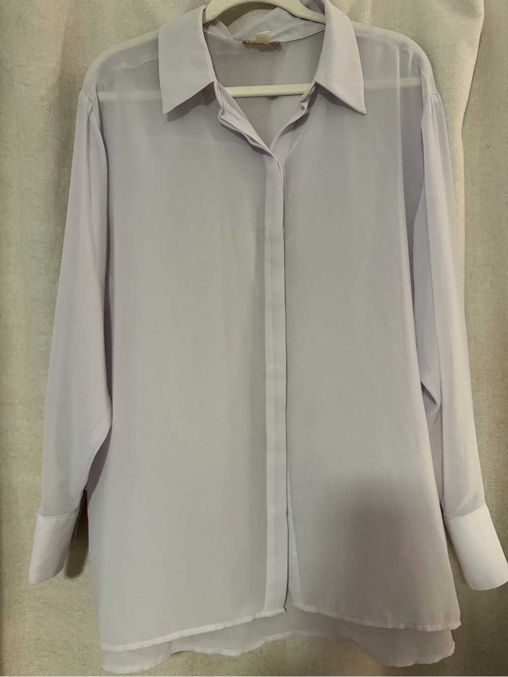 Sheer Long-Sleeve Shirt in Light Lavender